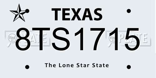 8TS1715 Texas License Plate