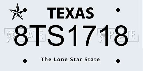 8TS1718 Texas License Plate