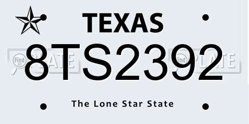 8TS2392 Texas License Plate