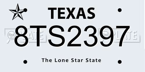 8TS2397 Texas License Plate