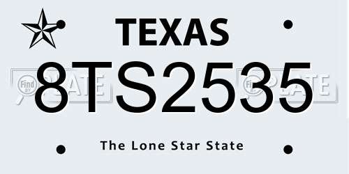 8TS2535 Texas License Plate