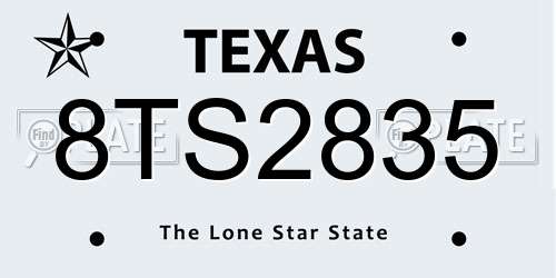 8TS2835 Texas License Plate