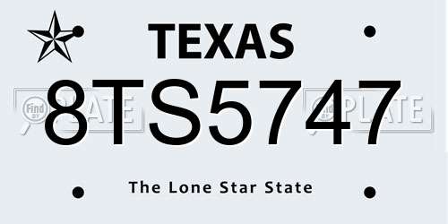 8TS5747 Texas License Plate