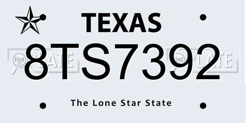 8TS7392 Texas License Plate