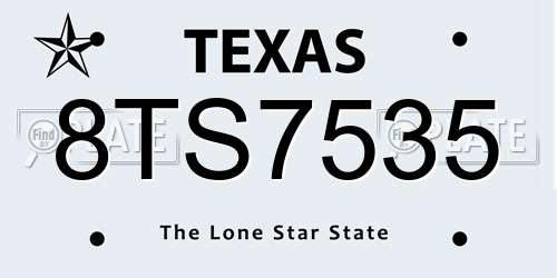 8TS7535 Texas License Plate