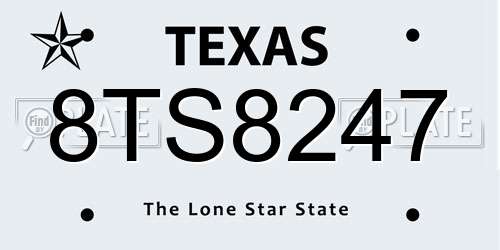 8TS8247 Texas License Plate