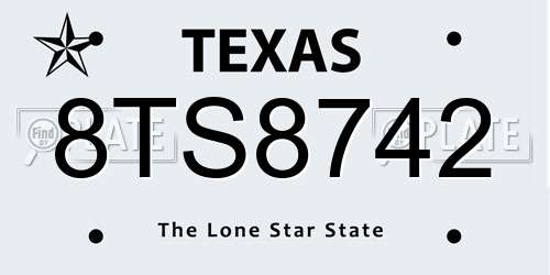 8TS8742 Texas License Plate