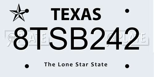 8TSB242 Texas License Plate
