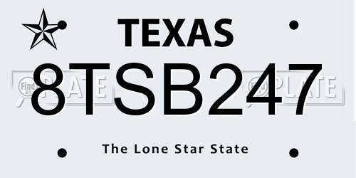 8TSB247 Texas License Plate
