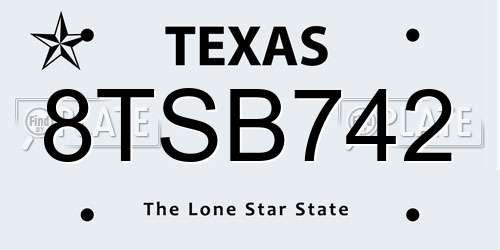 8TSB742 Texas License Plate