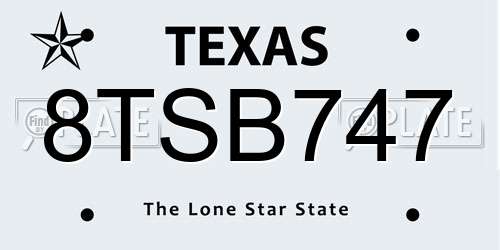 8TSB747 Texas License Plate