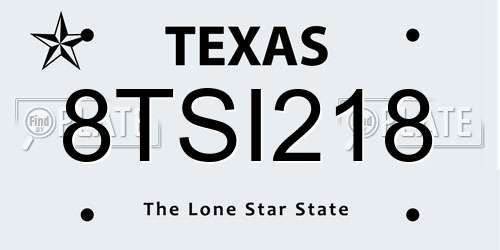 8TSI218 Texas License Plate