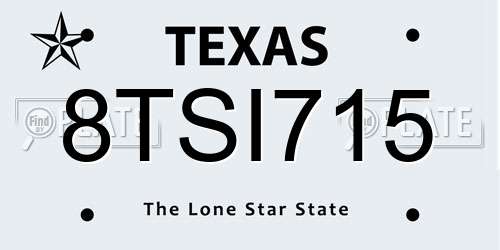 8TSI715 Texas License Plate