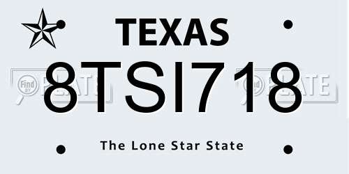 8TSI718 Texas License Plate