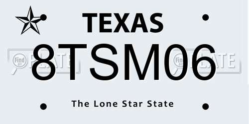 8TSM06 Texas License Plate