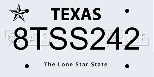 8TSS242 Texas License Plate