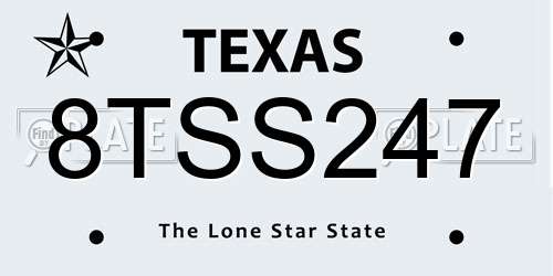 8TSS247 Texas License Plate