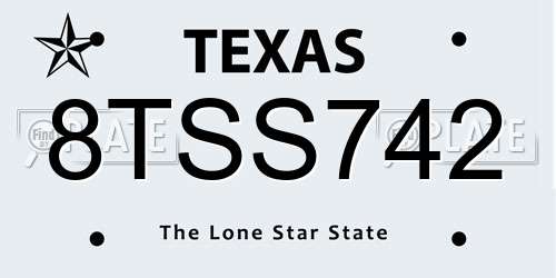 8TSS742 Texas License Plate