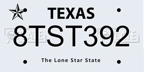 8TST392 Texas License Plate