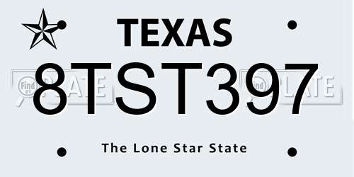 8TST397 Texas License Plate
