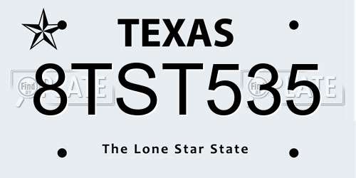 8TST535 Texas License Plate