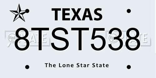 8TST538 Texas License Plate