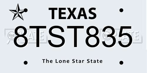 8TST835 Texas License Plate