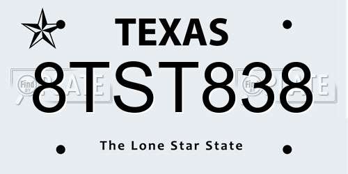 8TST838 Texas License Plate