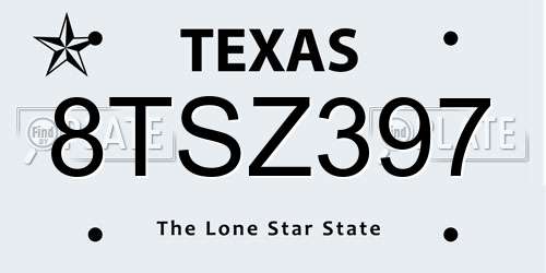 8TSZ397 Texas License Plate