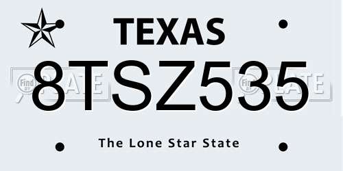 8TSZ535 Texas License Plate