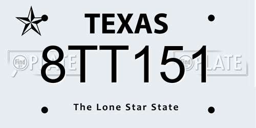 8TT151 Texas License Plate