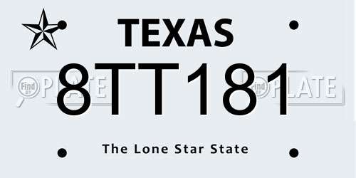 8TT181 Texas License Plate