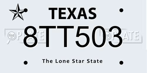 8TT503 Texas License Plate