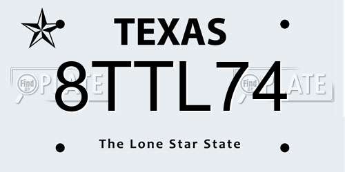 8TTL74 Texas License Plate