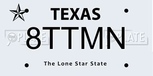 8TTMN Texas License Plate