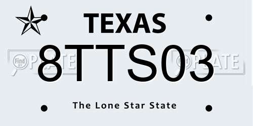 8TTS03 Texas License Plate