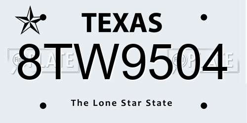 8TW9504 Texas License Plate