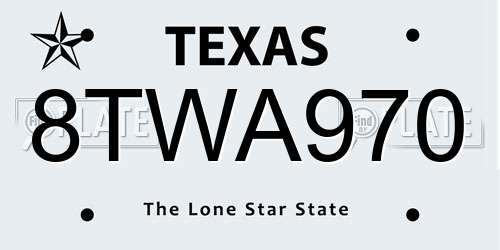8TWA970 Texas License Plate
