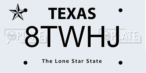 8TWHJ Texas License Plate