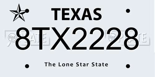 8TX2228 Texas License Plate