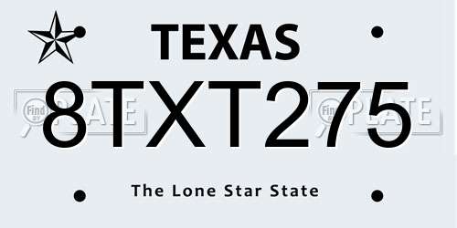 8TXT275 Texas License Plate