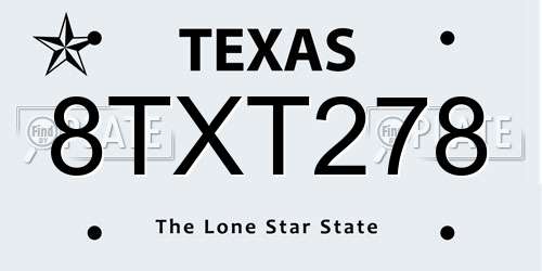 8TXT278 Texas License Plate