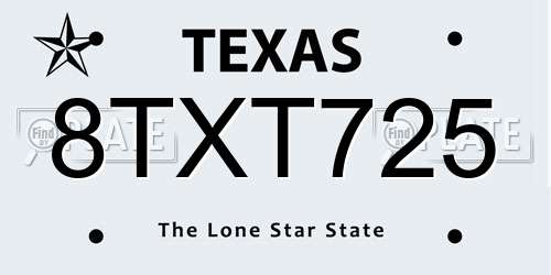 8TXT725 Texas License Plate