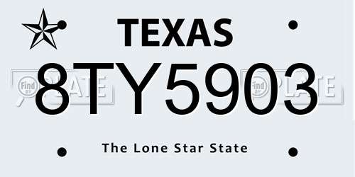 8TY5903 Texas License Plate