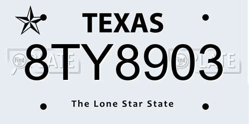 8TY8903 Texas License Plate