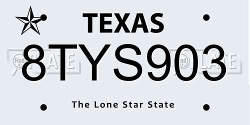 8TYS903 Texas License Plate
