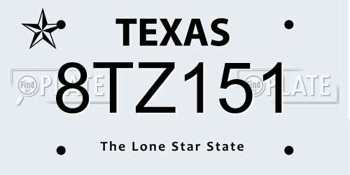8TZ151 Texas License Plate