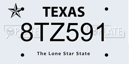 8TZ591 Texas License Plate