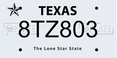8TZ803 Texas License Plate