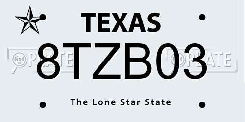 8TZB03 Texas License Plate